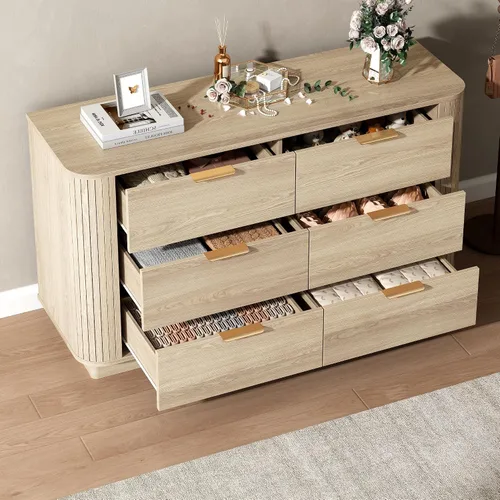 Vista 3 de Cómoda para dormitorio, cómoda de 6 cajones