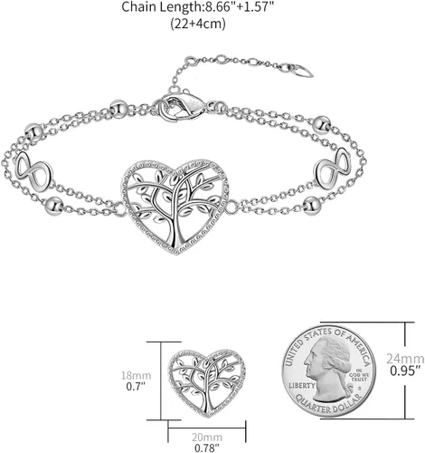 Vista 6 de G&GEMSJEW Heart Ankle Bracelet for Women, 14K Gold Plated Handmade Dainty Layered Rhinestone Anklet Gold Beaded Chain Anklet 10", Cubic Zirconia