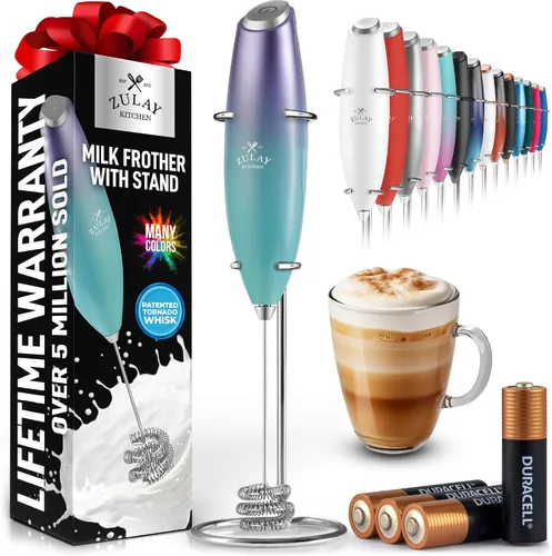 Vista 96 de Zulay Milk Boss Espumador de leche potente manual, hace espuma para latte, batidor para mezclar bebidas, café, miniespumador para capuchino, frappé