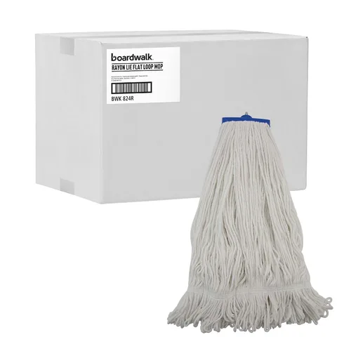 Vista 9 de Boardwalk BWK824R Cabeza de fregona de fibra de rayón plana de 24 oz. - Blanco (12/caja)