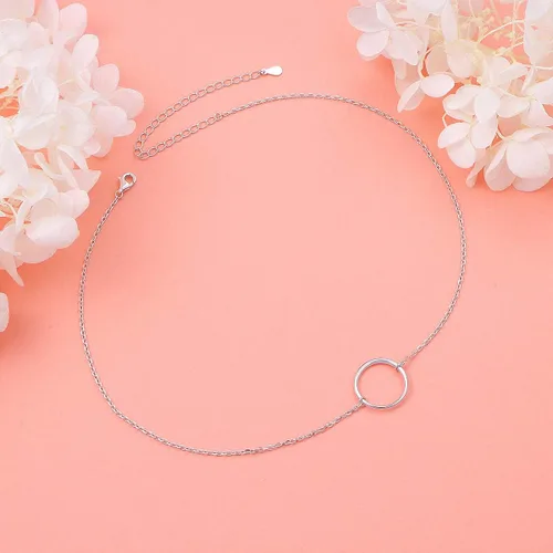 Vista 6 de Collar de plata esterlina S925, simple, delicada, ajustable de 13 a 16 pulgadas