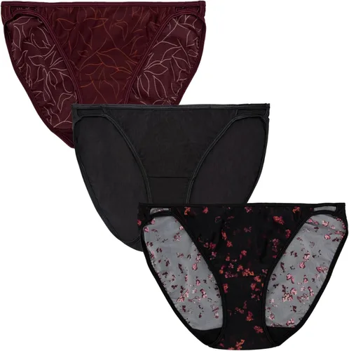 Vista 25 de Vanity Fair Bragas de bikini con tira para mujer, Illumination, con elástico sedoso y ribete de satén Paquete de 3 Negro (Midnight Black)