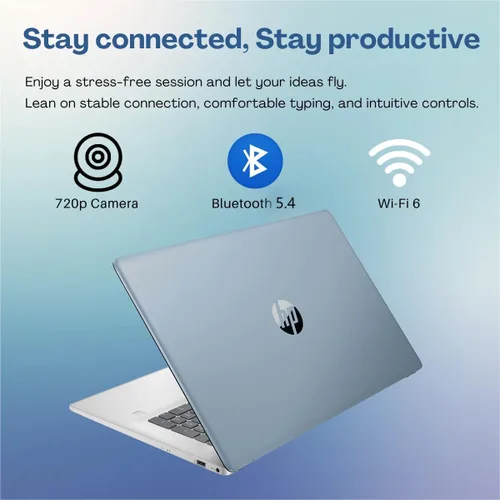 Vista 6 de HP Laptop empresarial con pantalla táctil de 17 pulgadas 2025, Intel Ultra 7 255U (máximo 5.2 GHz), pantalla táctil antirreflejos HD+ de 17.3