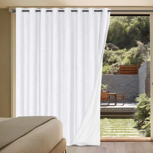 Vista 53 de H.VERSAILTEX Cortinas 100% opacas con aislamiento térmico, texturizadas, de lino, con bloqueo completo de calor y luz, para sala de estar y Negro