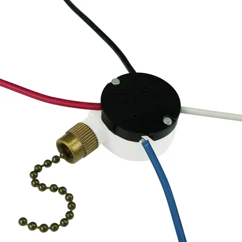 Vista 2 de Interruptor de ventilador de techo Zing Ear ZE-208S E89885 3 Speed 4 Wire Pull Chain con 4 cables preinstalados Reemplazo del interruptor
