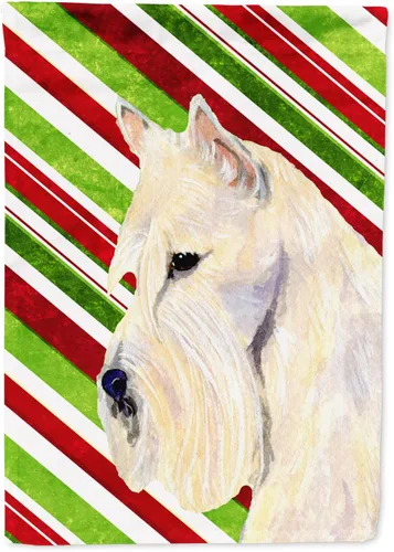 Vista 201 de Caroline's Treasures SC9334GF - Bandera decorativa para jardín, diseño de bastón de caramelo inglés, diseño de bulldog inglés, tamaño jardín
