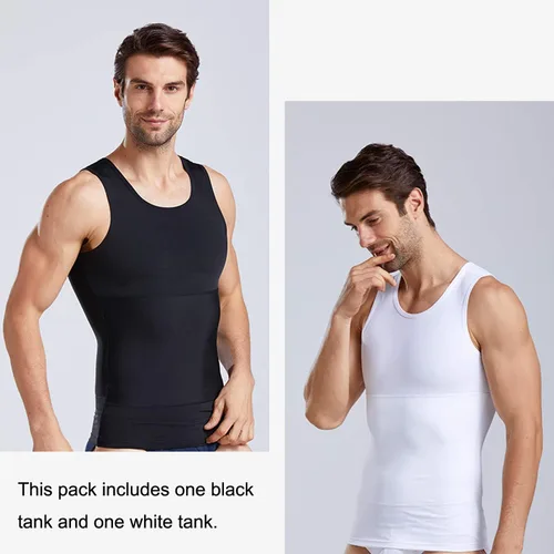 Vista 6 de Mens Slimming Body Shaper Compression Tank Top Undershirt Shapewear
