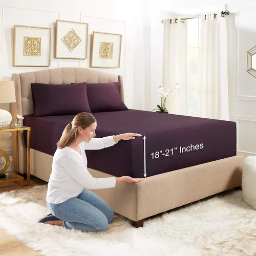Vista 36 de Empyrean Bedding - Sábanas bajeras tamaño Queen, con sábana de cajón extra profunda – Juego de sábanas bajeras extra profundas, de 24 pulgadas