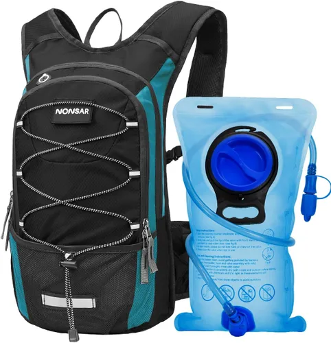 Vista 8 de NONSAR Mochila de hidratación, mochila de senderismo con vejiga de agua de 3 L, paquete de hidratación de aislamiento ligero, mochila de agua