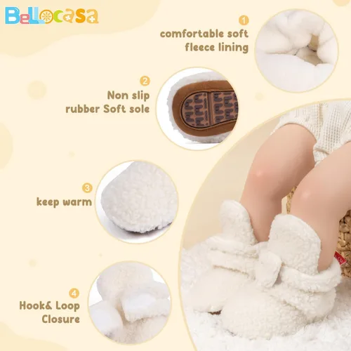 Vista 95 de Botines de forro polar para bebés, niños y niñas, pantuflas antideslizantes con agarre suave, zapatos de calcetín para recién nacidos, cuna