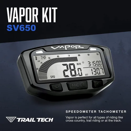 Vista 2 de Trail Tech 752-113 Kit de medidor de tacómetro de velocímetro digital de vapor, Suzuki SV650 1999-2017