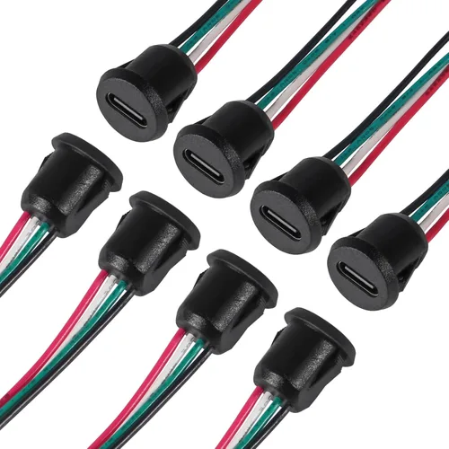 Vista 10 de 8 piezas de placa desnuda tipo C Chasis hembra impermeable 2P cable de soldadura tipo USB C Cable de extensión Cable de alimentación USB-C enchufe a