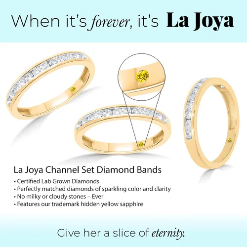 Vista 3 de Lab Grown Diamond Wedding Rings for Women 10K Yellow, White and Rose Gold Certified 16-12 Carat Channel Set Diamond Anniversary Bands and Wedding