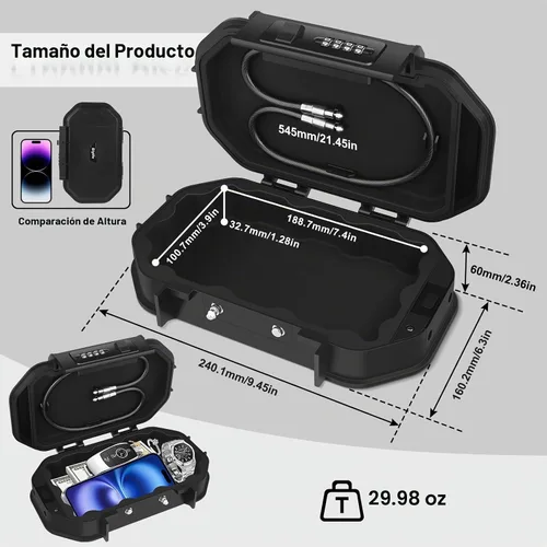 Vista 2 de Diyife Caja fuerte portátil, [impermeable] Caja de seguridad de viaje