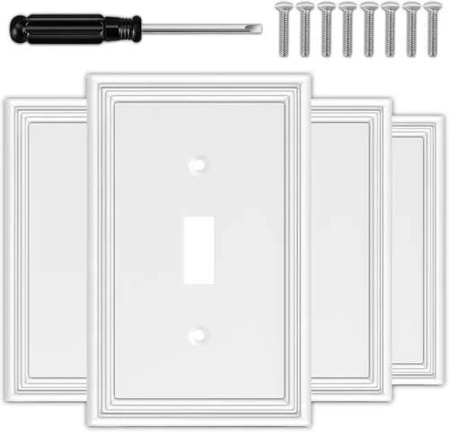 Vista 14 de Cubiertas Decorativas Blancas para Interruptores de Luz Combinados, Placa de Pared, Material Natural, Cubiertas de Salida de Placa de Interruptor