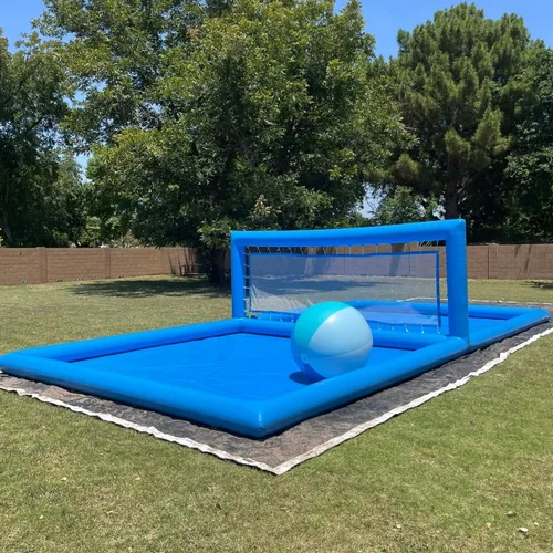 Vista 6 de Cancha inflable de voleibol de agua de 33 x 16.5 x 7 pies con bomba de aire de 800 W, cancha de voleibol de agua, PVC resistente de 0.026 in