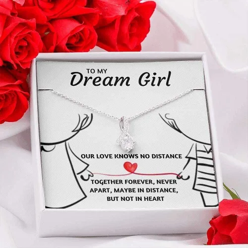 Vista 2 de Message Card Jewelry, Handmade Necklace, Pesonalized Wife Necklace, To My Dream Girl Our Love Knows No Distance Necklace Gift For Wife Fiance