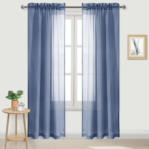 Vista 80 de DWCN Cortinas Transparentes Aqua de Voile Semitransparente con Bolsillo para Barra para Dormitorio y Sala de Estar, 36 x 36 pulgadas de Largo, Juego