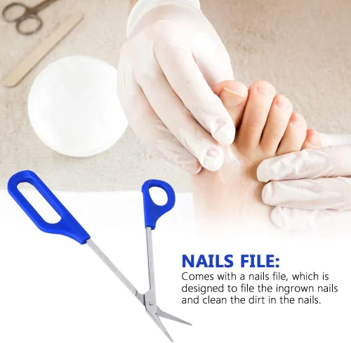 Vista 3 de Toenail Scissors,Long Handled Toenail Scissors Clippers For Thick Toe Nails Handle Unique Design Ergonomic Cuticle Scissor Ingrown Toenail File