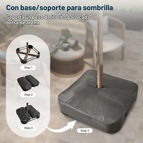 Vista 8 de HOOOWOOO Sombrilla de doble cabeza de 15 pies para patio al aire libre con Beige