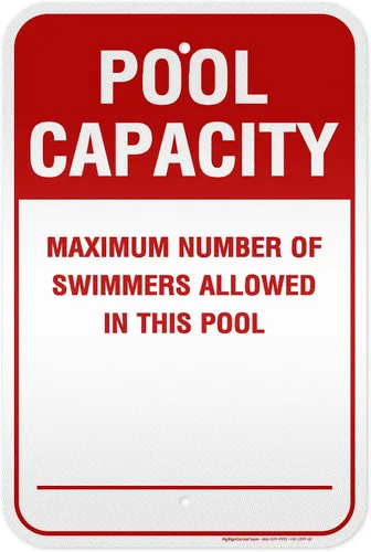 Vista 14 de Número máximo de nadadores permitidos en este cartel de piscina, 7 x 10 pulgadas, libre de óxido, aluminio 040, resistente a la decoloración