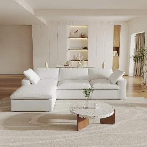 Vista 30 de Cloud - Sofá modular convertible de 80.3 pulgadas en forma de L para sala de estar con otomana de almacenamiento, sofás profundos minimalistas