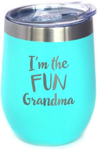 Vista 8 de Custom Fun Grandma Insulated Wine Tumbler Camping Gift - 12 oz Bevvee Custom personalized outdoor Camping Gifts. 18/8 stainless steel keeps drinks