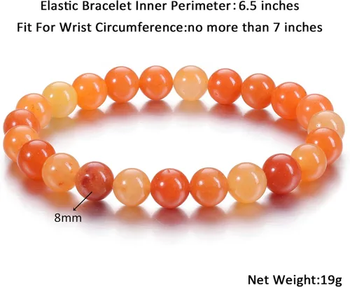 Vista 14 de Jovivi Pulsera elástica de cuentas redondas semipreciosas naturales – 0.315 pulgadas hecha a mano con cuentas de piedras preciosas curativas