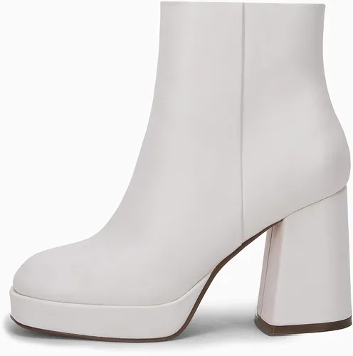 Vista 2 de Rilista Botas de plataforma para mujer, tacones altos y gruesos, botines de tobillo con punta cuadrada y cremallera lateral