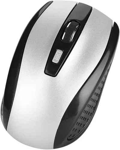 Vista 9 de YWBL-WH Ratón inalámbrico inalámbrico, 2.4GHz, 6 botones, 800-1600 DPI ajustable, plateado, con receptor USB, para PC y portátil