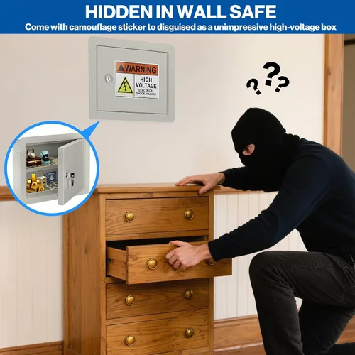 Vista 3 de POCHAR Caja de seguridad de pared pequeña con adhesivo para disfraz, caja fuerte entre los pernos para el hogar, la oficina, almacenamiento oculto