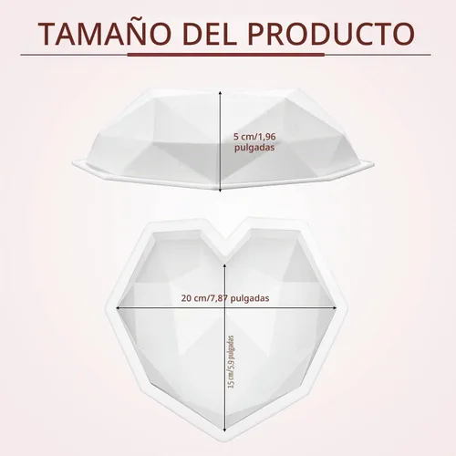 Vista 2 de Moldes de silicona con forma de corazón de diamante 3D, moldes geométricos de chocolate para el día de San Valentín, moldes de amor para bricolaje