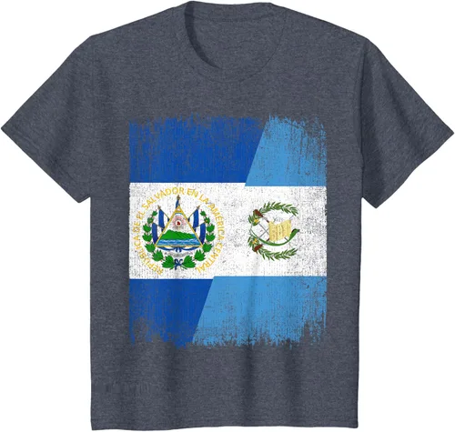 Vista 47 de Camiseta Half El Salvador Bandera de Guatemala con raíces guatemaltecas