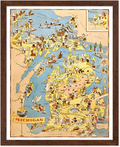 Vista 76 de Poster Master Póster retro de viaje con mapa monumental vintage de Florencia, arte italiano, gran regalo para hombres, mujeres, amantes