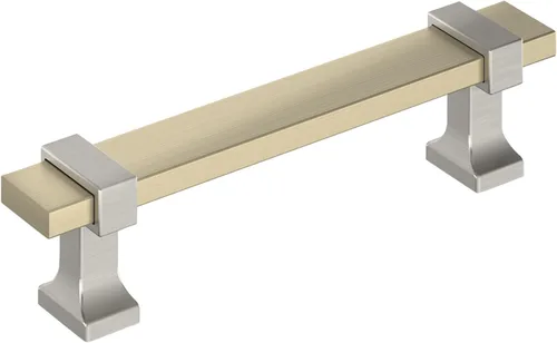 Vista 18 de Amerock Overton - Tirador para gabinete de 96 mm de centro a centro en acabado negro mate cepillado/bronce champán, BP36681BMBCZ
