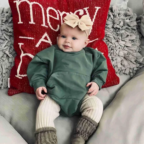 Vista 2 de Sudadera unisex para bebé niño y niña, mameluco de burbujas de manga larga con bolsillo, suéter cálido, ropa de otoño e invierno
