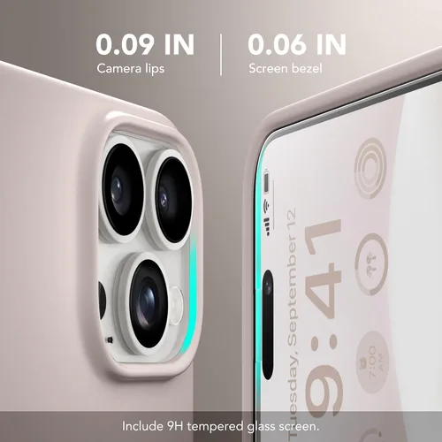 Vista 5 de GONEZ Funda de silicona para iPhone 15 Pro Max, compatible con Magsafe, protector de cámara + protector de pantalla, forro de microfibra suave