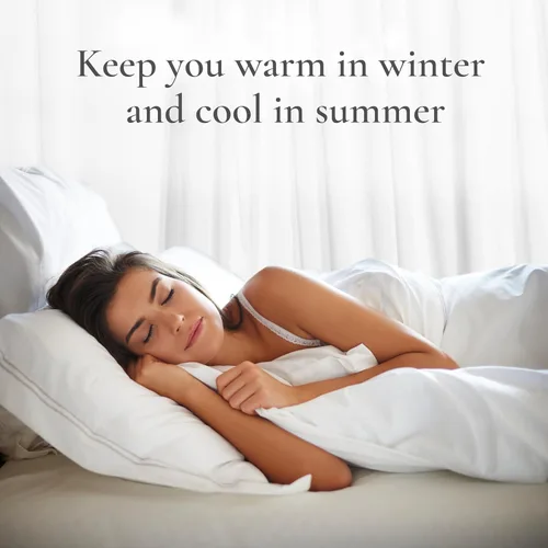 Vista 3 de Sleep & Beyond My Topper - Cubrecolchón de lana, funda de percal de algodón cómodo para todo el año, lavable, transpirable, alivio de presión, sueño