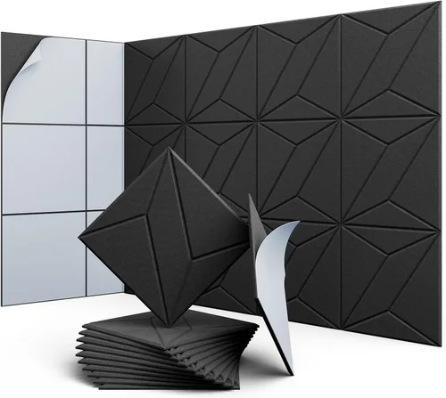 Vista 25 de Paneles hexagonales en forma de A, paquete de 12 paneles acústicos de alta densidad de 12 x 10 x 0.4 pulgadas para mejorar la reducción de ruido