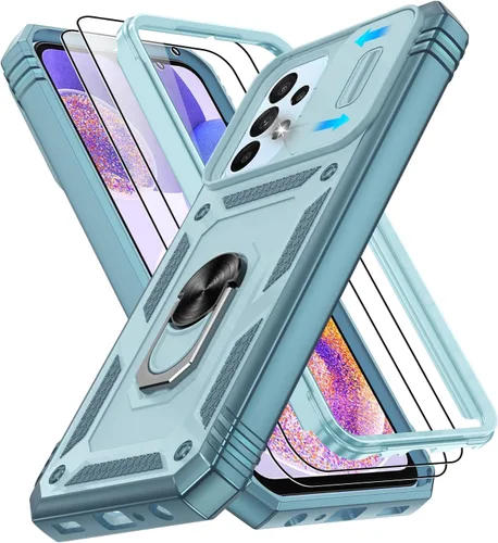 Vista 289 de Gritup Funda para Google Pixel 6 con cubierta deslizante para cámara y protector de pantalla (2 unidades), soporte de anillo giratorio 360°, funda