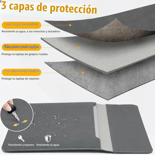 Vista 3 de HYZUO Funda para laptop de 13.3-14 pulgadas con función de soporte, gris