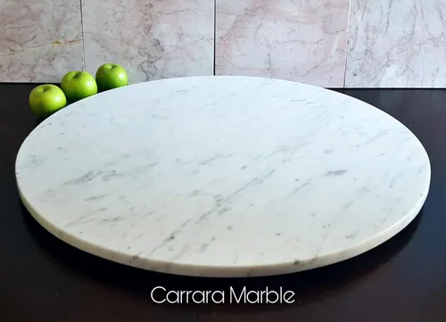 Vista 8 de Marble Quartz Lazy Susan Turntable Rotating Serving Tray Large Dining Table Centerpiece - 34 Inch