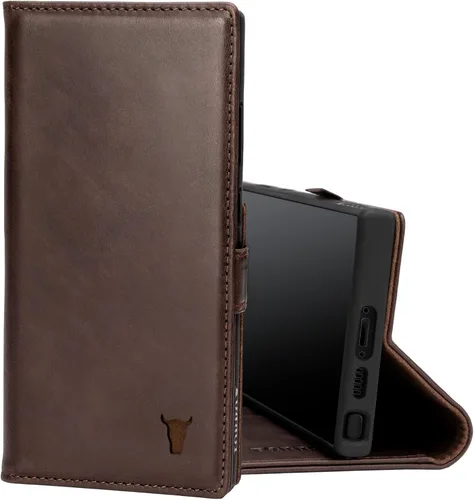 Vista 10 de TORRO Funda compatible con Samsung Galaxy S23 Ultra 5G – Funda de cuero premium tipo cartera con función atril y ranuras para tarjetas (negro)