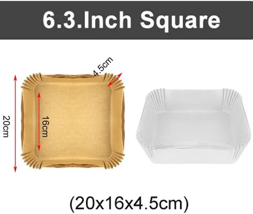 Vista 5 de Forro de papel desechable para freidora de aire, 100 forros desechables antiadherentes, papel de hornear para freidora de aire, a prueba de aceite