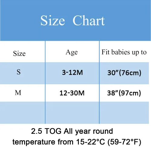 Vista 7 de Saco de dormir para bebé de manga larga (3-12M) Tog 2.5 Saco de dormir cálido para recién nacido con brazos acolchado manta de algodón popelina