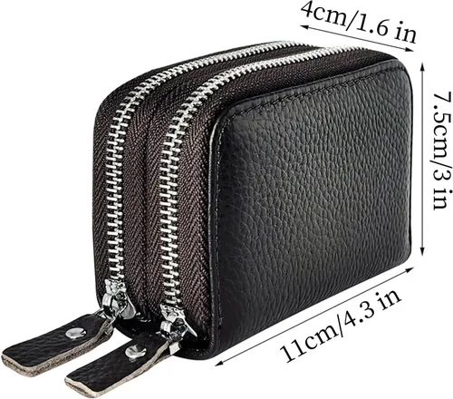 Vista 53 de Cartera de cuero para mujer, con doble tarjeta, tarjetero con cremallera, múltiples compartimentos, bloqueo RFID C-W-1, Rosado, Talla única