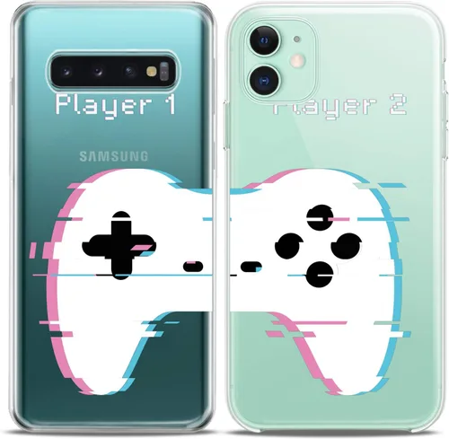 Vista 2 de Fundas a juego para parejas compatibles con iPhone 16 15 14 13 12 11 Pro Max Mini Xs X 6s 8 Plus 7+ Xr 10 SE 5 Game Player Relación Amigo Novio