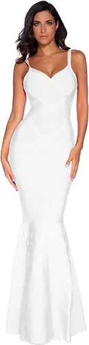 Vista 3 de meilun Vestido largo de vendaje para mujer, vestido de noche formal con cola de pez