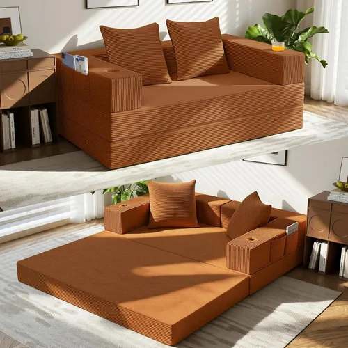 Vista 9 de COMAX Sofá cama futón, sofá cama convertible, sofás plegables sin hueso