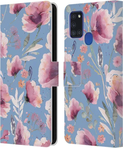 Vista 27 de Head Case Designs Officially Licensed Ninola Abstract Poppies Lilac Floral Leather Wallet Case Compatible with Samsung Galaxy A07 4G